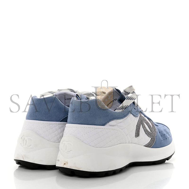 CHANEL SNEAKERS FABRIC & SUEDE KIDSKIN BLUE & WHITE G39074 Y55825 K4274 CHANEL SNEAKERS FABRIC & SUEDE KIDSKIN BLUE & WHITE G39074 Y55825 K4274